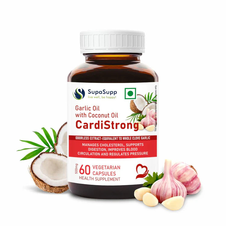 SupaSupp Garlic Oil With Coconut Oil CardiStrong60Caps
